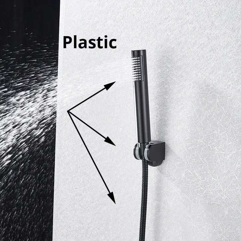 Modern rectangular handshower head with stainless steel hose bathroom