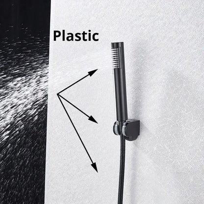 Modern rectangular handshower head with stainless steel hose bathroom