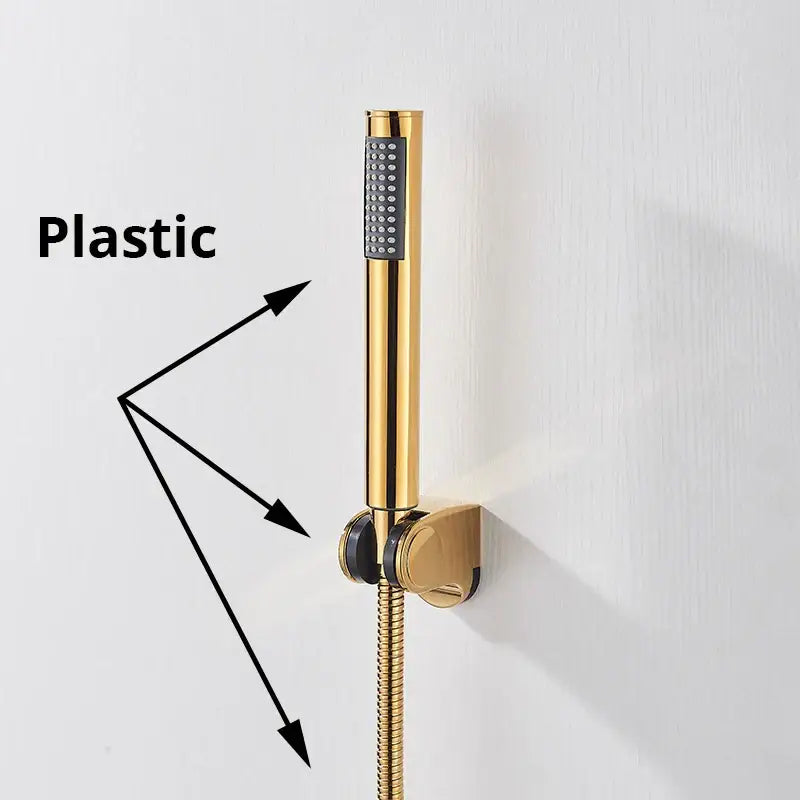 Modern rectangular handshower head with stainless steel hose bathroom