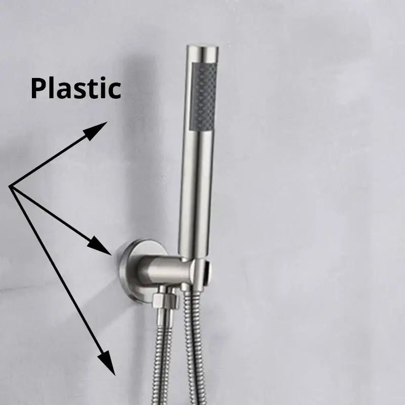Modern rectangular handshower head with stainless steel hose bathroom