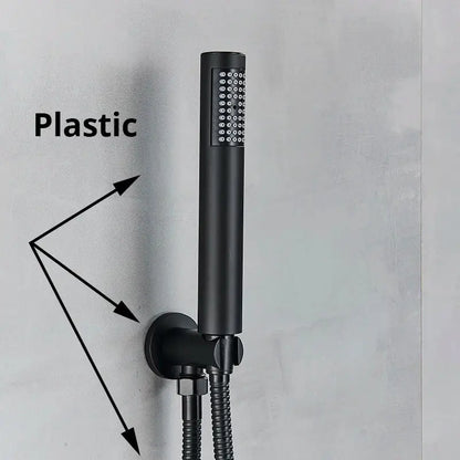 Modern rectangular handshower head with stainless steel hose bathroom