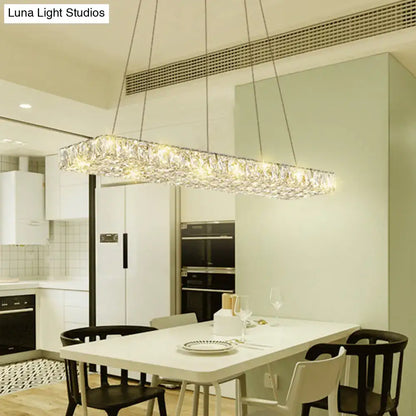 Modern rectangular k9 crystal ceiling pendant for dining room
