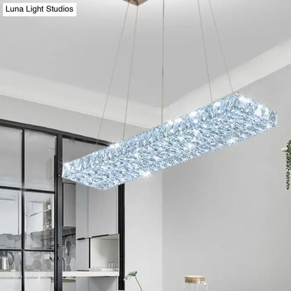Modern rectangular k9 crystal ceiling pendant for dining room