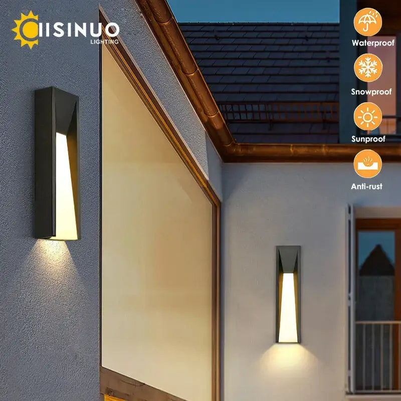 Modern rectangular led black outdoor wall lamp patio sconce