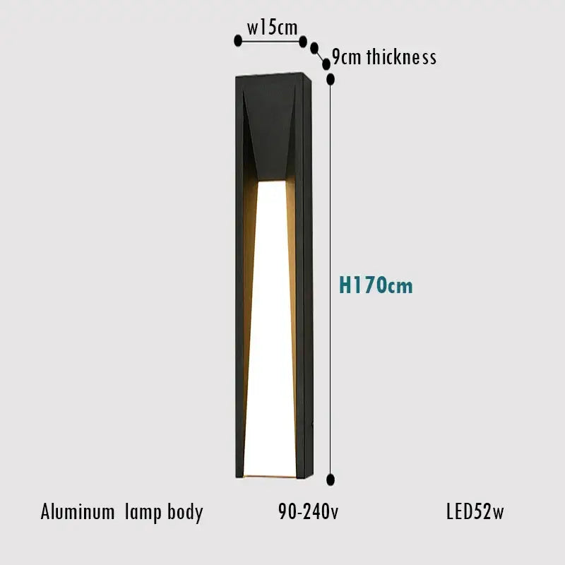 Modern rectangular led black outdoor wall lamp patio sconce