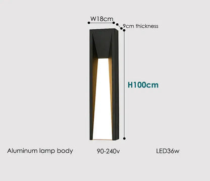Modern rectangular led black outdoor wall lamp patio sconce