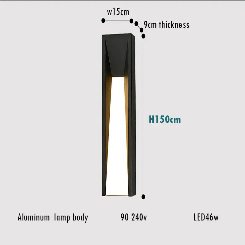 Modern rectangular led black outdoor wall lamp patio sconce