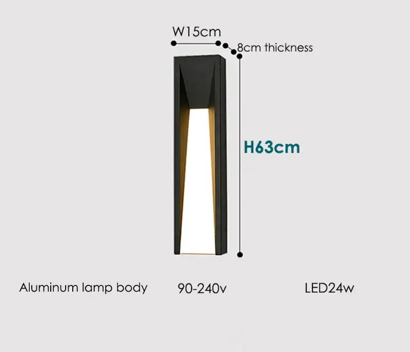 Modern rectangular led black outdoor wall lamp patio sconce