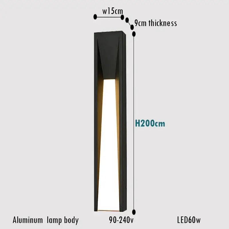 Modern rectangular led black outdoor wall lamp patio sconce