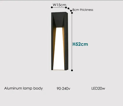 Modern rectangular led black outdoor wall lamp patio sconce