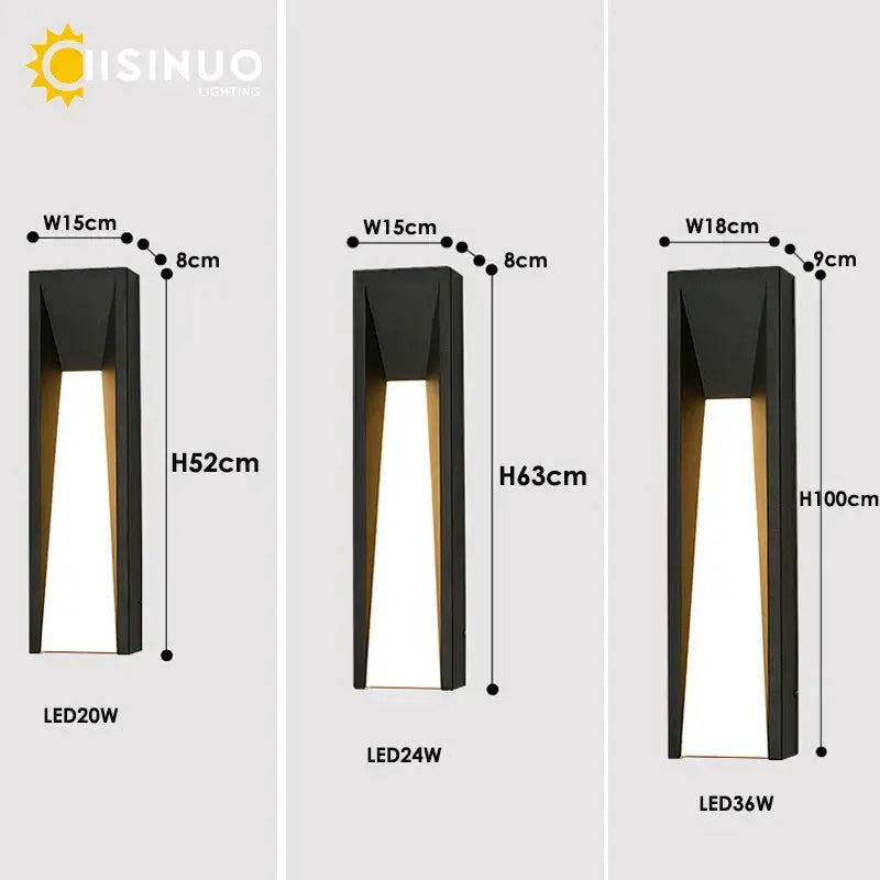 Modern rectangular led black outdoor wall lamp patio sconce