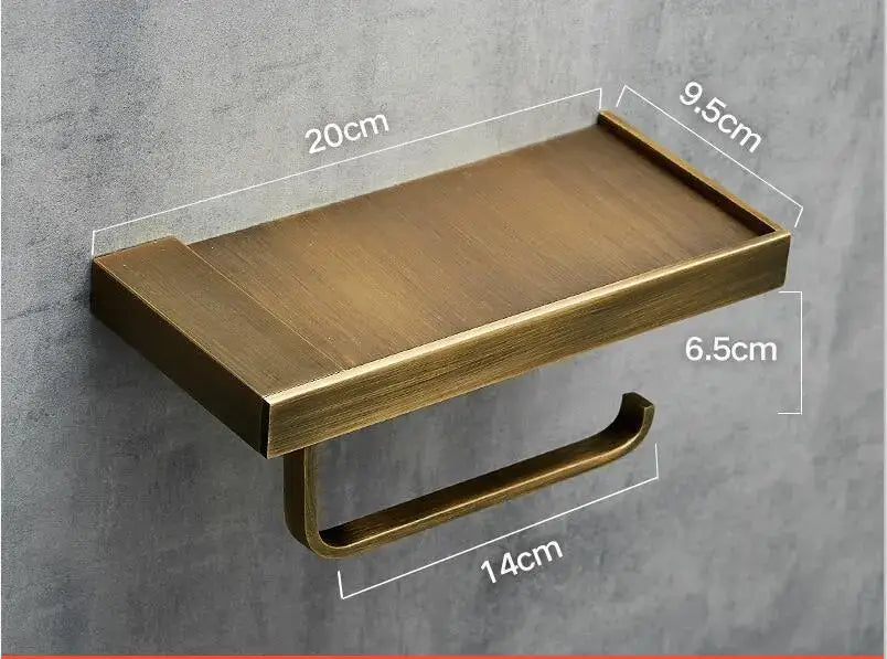 Modern rectangular metal toilet paper holder with tray for bathroom