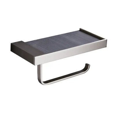 Modern rectangular metal toilet paper holder with tray for bathroom