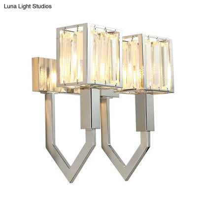 DecorBites™ Modern Rectangular Wall Sconce - Chrome Finish with Clear Crystal Accent