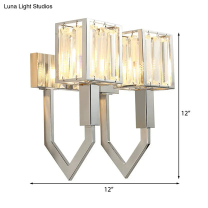 DecorBites™ Modern Rectangular Wall Sconce - Chrome Finish with Clear Crystal Accent