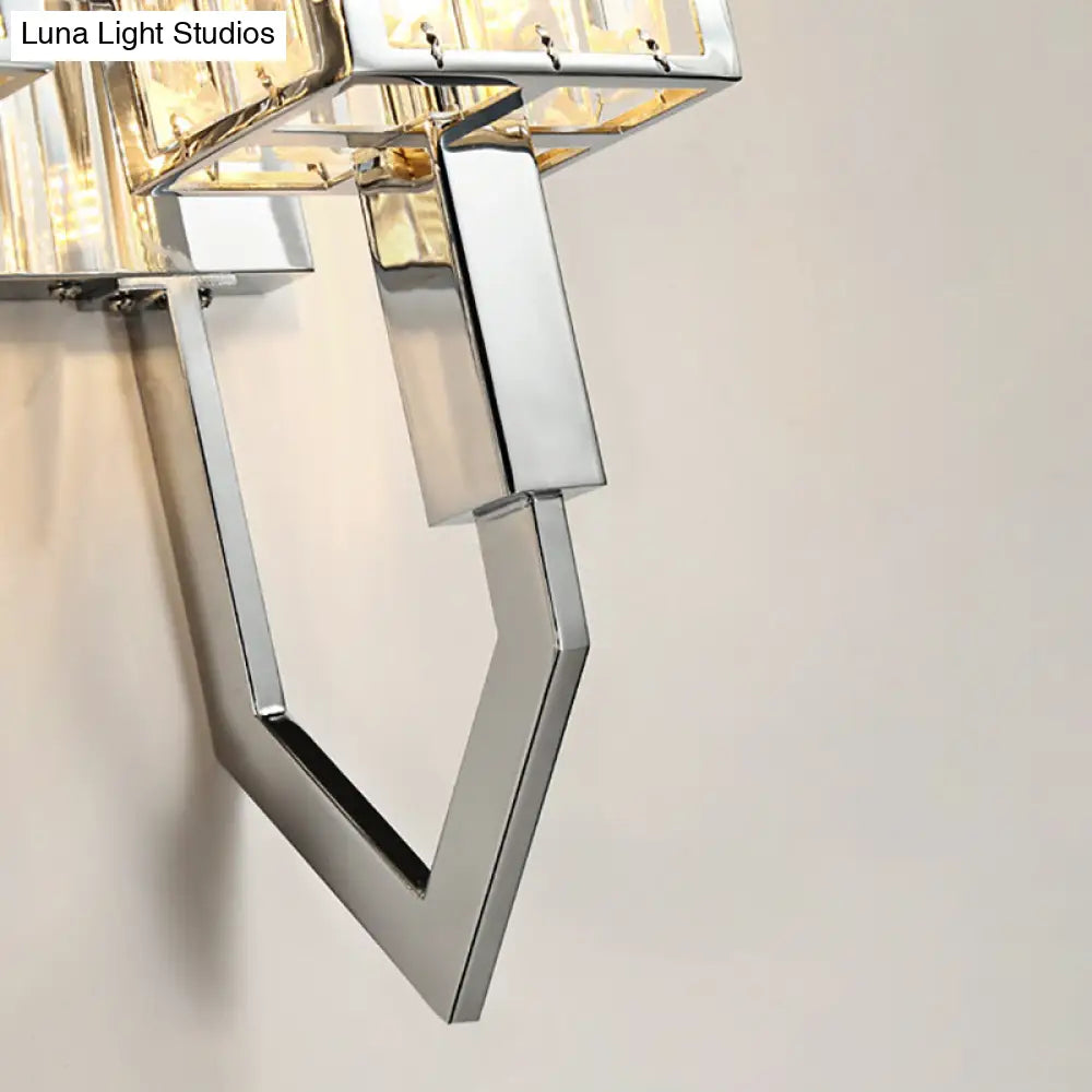 DecorBites™ Modern Rectangular Wall Sconce - Chrome Finish with Clear Crystal Accent
