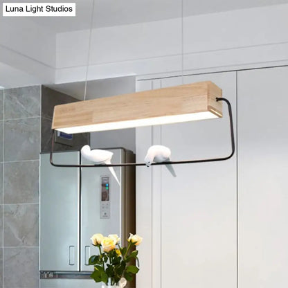 DecorBites™ Modern Rectangular Wood LED Pendant Light for Dining Room Ceiling in Warm/White Light