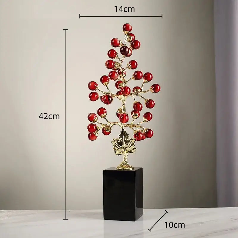 Modern red and gold grape vine metal sculpture living room decor