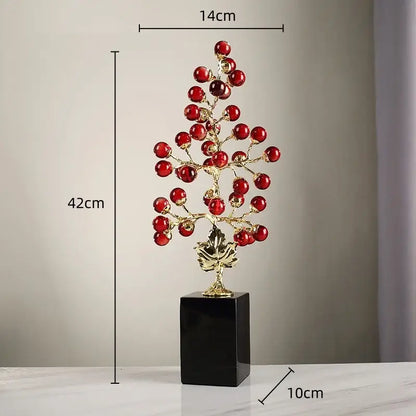 Modern red and gold grape vine metal sculpture living room decor