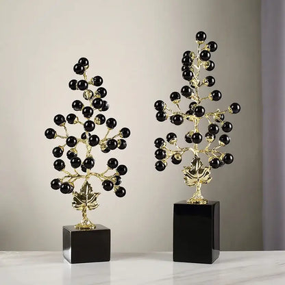 Modern red and gold grape vine metal sculpture living room decor