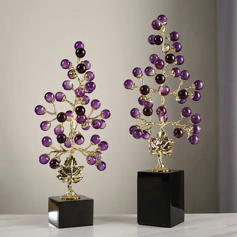 Modern red and gold grape vine metal sculpture living room decor