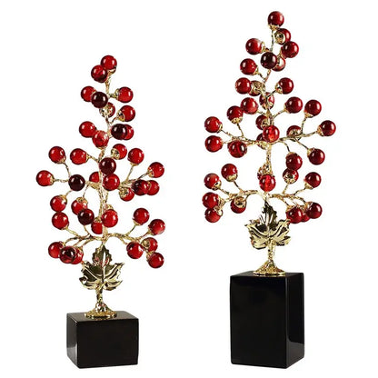 Modern red and gold grape vine metal sculpture living room decor