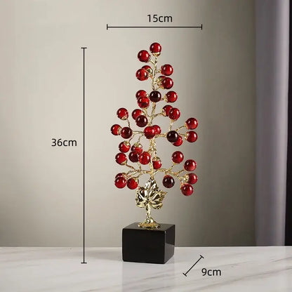 Modern red and gold grape vine metal sculpture living room decor