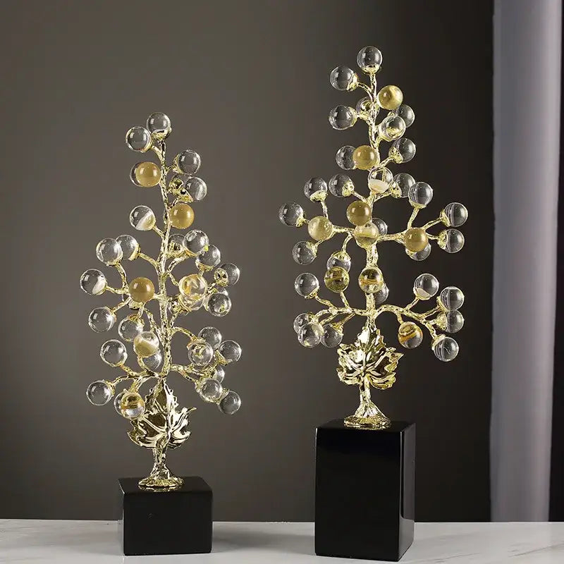 Modern red and gold grape vine metal sculpture living room decor