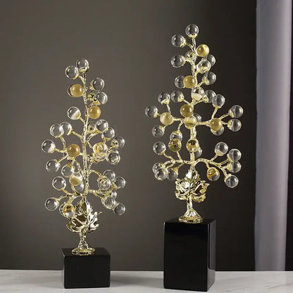 Modern red and gold grape vine metal sculpture living room decor