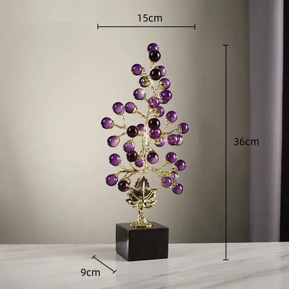 Modern red and gold grape vine metal sculpture living room decor