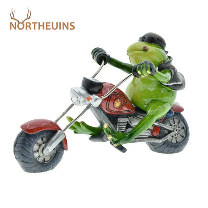 Modern red and green cool frog resin motorcycle desk ornament