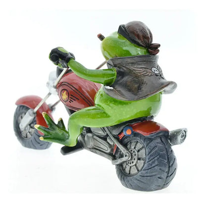 Modern red and green cool frog resin motorcycle desk ornament