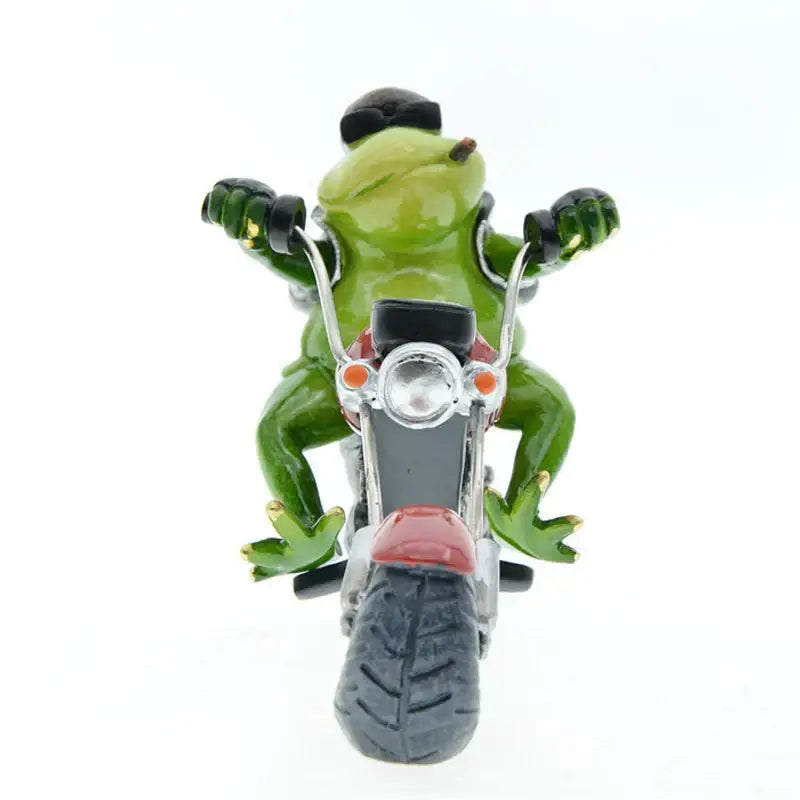 Modern red and green cool frog resin motorcycle desk ornament