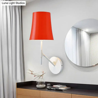 Modern red and white barrel wall mount sconce living room light