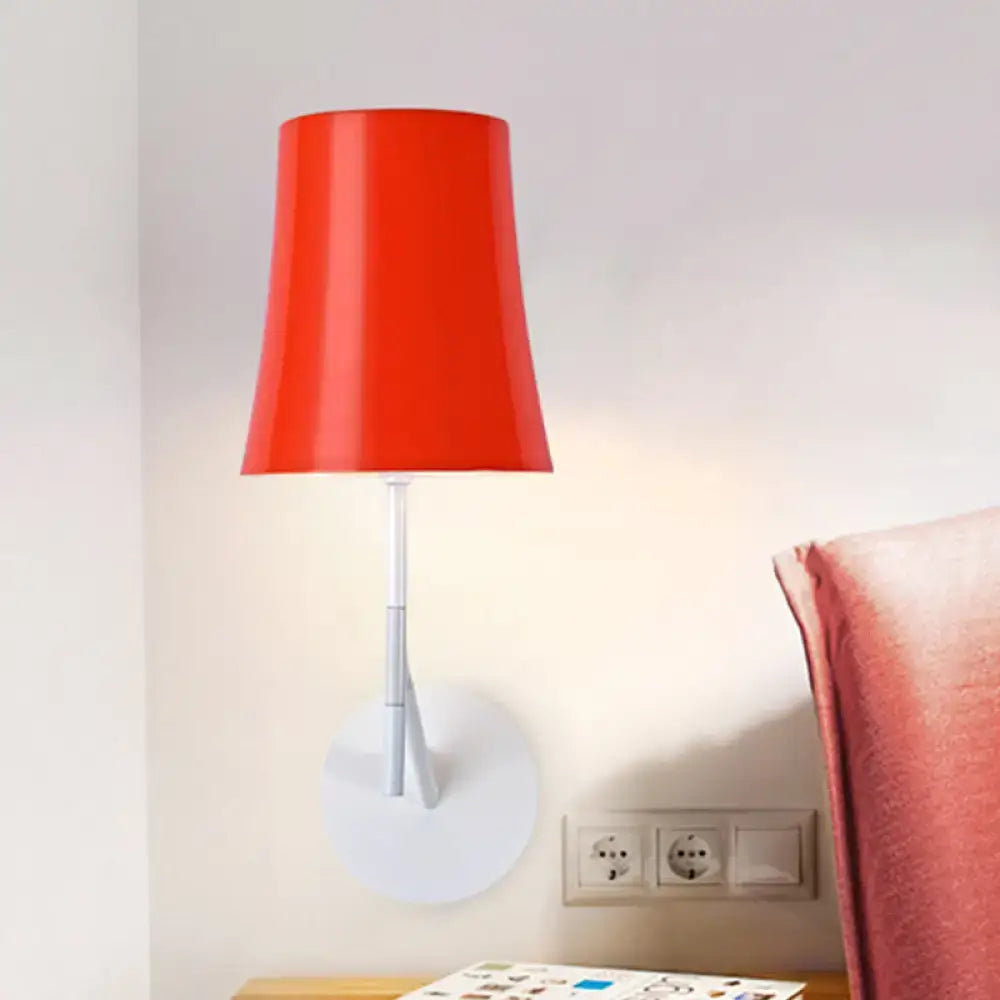 Modern red and white barrel wall mount sconce living room light