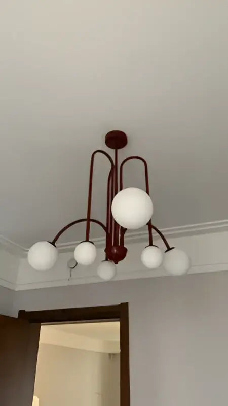 Modern red and white branch glass pendant lights for living room