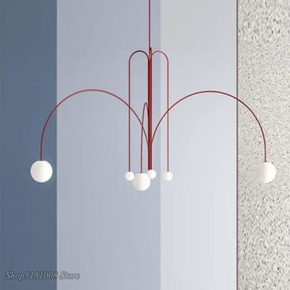 Modern red and white branch glass pendant lights for living room