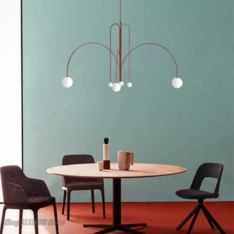 Modern red and white branch glass pendant lights for living room