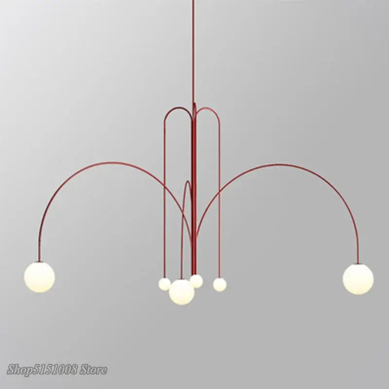 Modern red and white branch glass pendant lights for living room