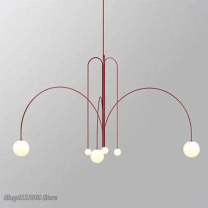 Modern red and white branch glass pendant lights for living room