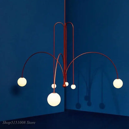 Modern red and white branch glass pendant lights for living room