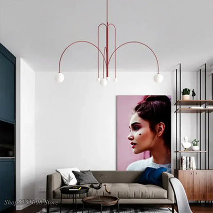 Modern red and white branch glass pendant lights for living room