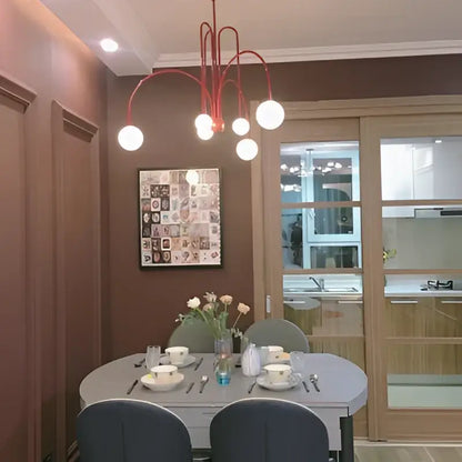 Modern red and white branch glass pendant lights for living room