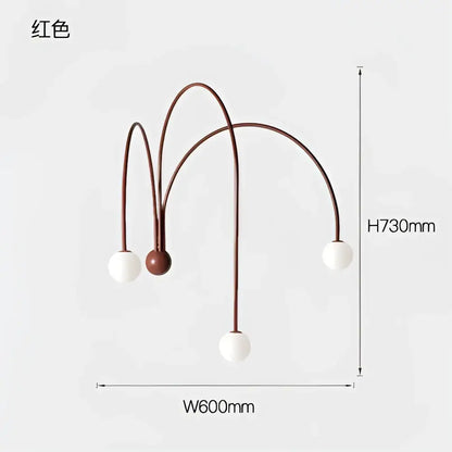 Modern red and white branch glass pendant lights for living room