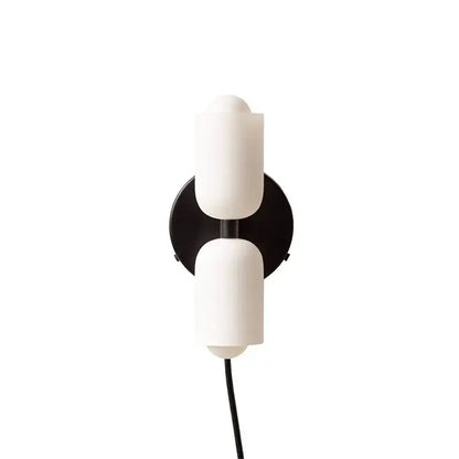Modern red and white double head glass wall light for bedroom