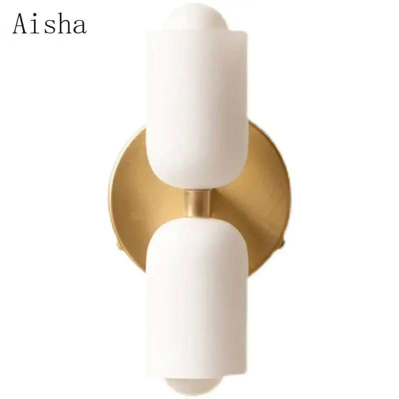 Modern red and white double head glass wall light for bedroom