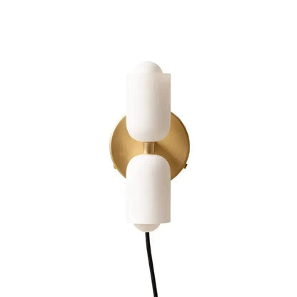 Modern red and white double head glass wall light for bedroom