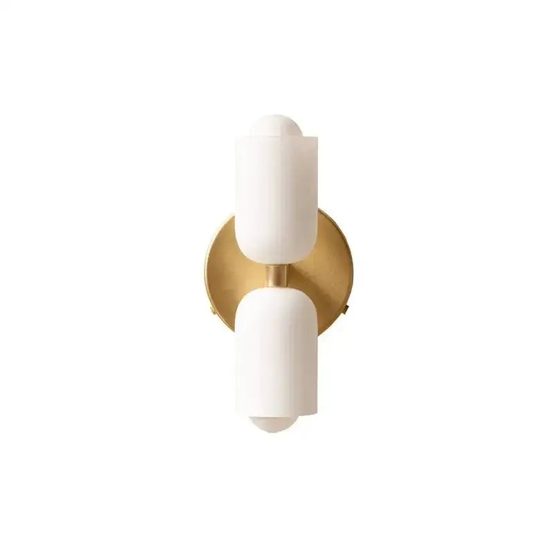Modern red and white double head glass wall light for bedroom