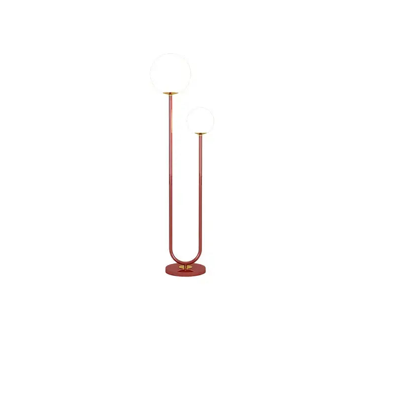 Modern red and white metal floor lamp living room dual glass spheres