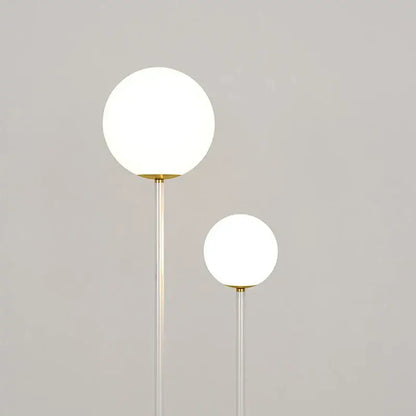 Modern red and white metal floor lamp living room dual glass spheres